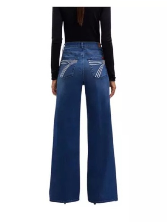 7 For All Mankind Denim - 7 For All Mankind Wide-Leg High-Rise Jeans in Blue